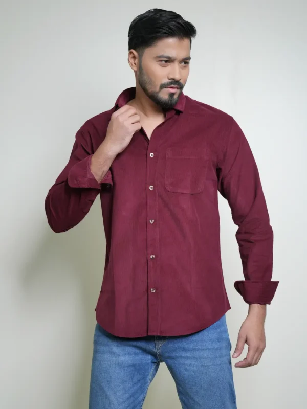 Alternative view of Men’s Maroon Corduroy Shirt