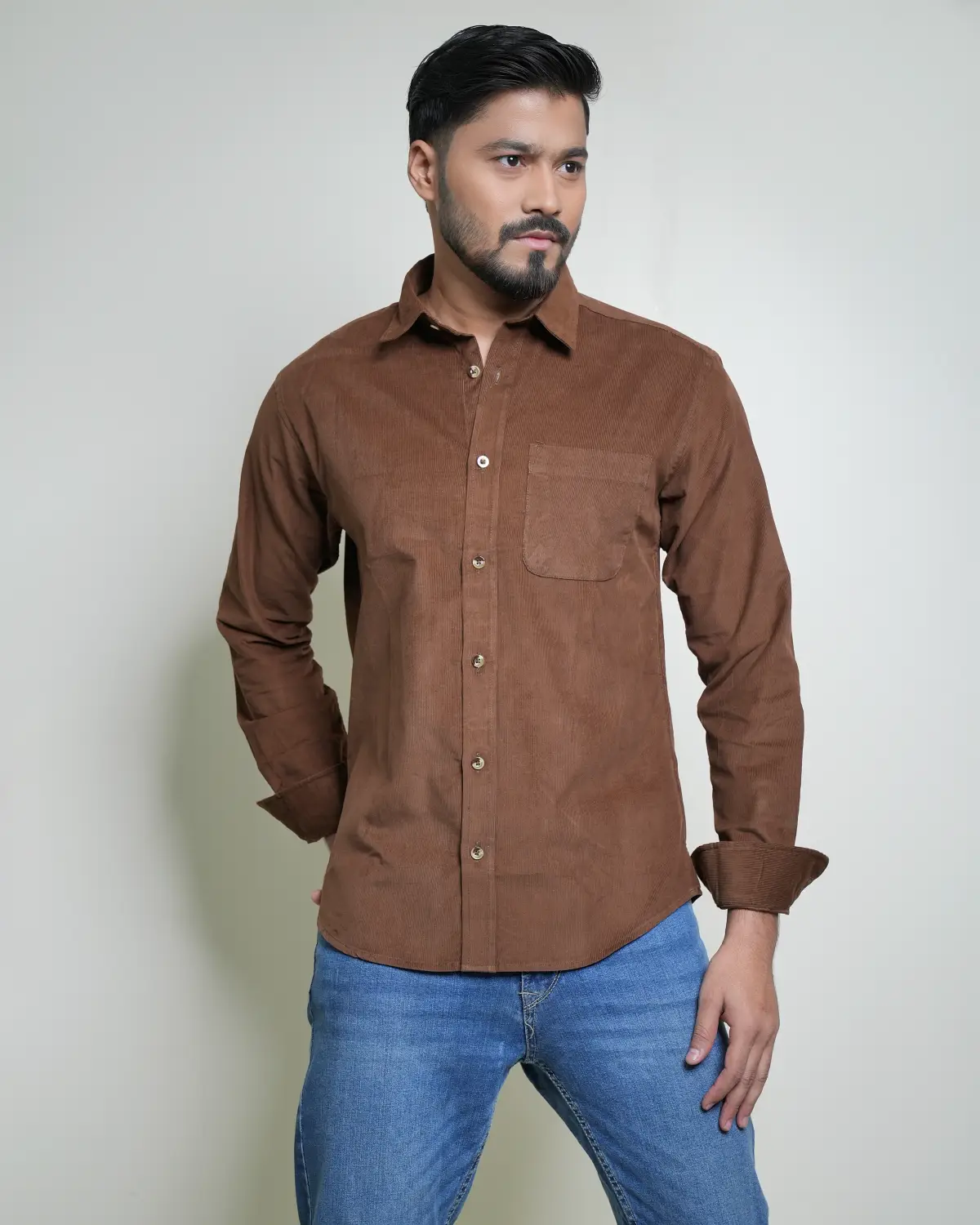 Men’s Brown Corduroy Shirt - Image 3