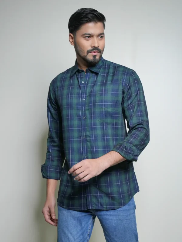 Men's Casual Shirt Green Check