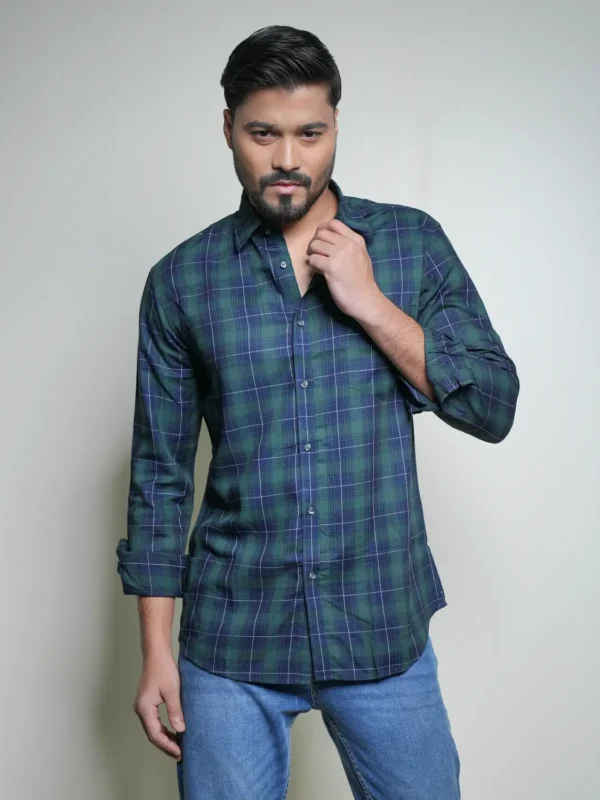 Alternative view of Men's Casual Shirt Green Check