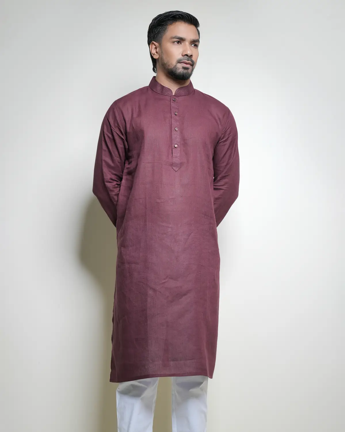 Men's Remi Panjabi Maroon - Image 3
