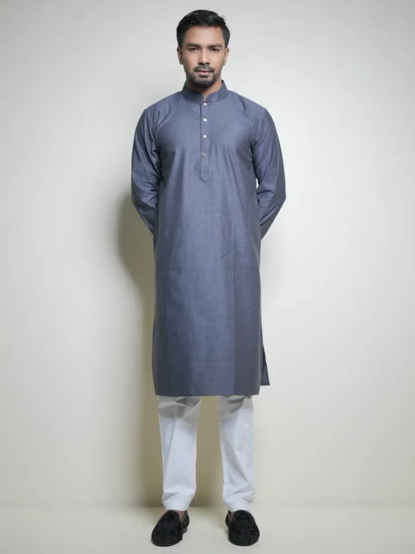 Men's Gray Silver Panjabi