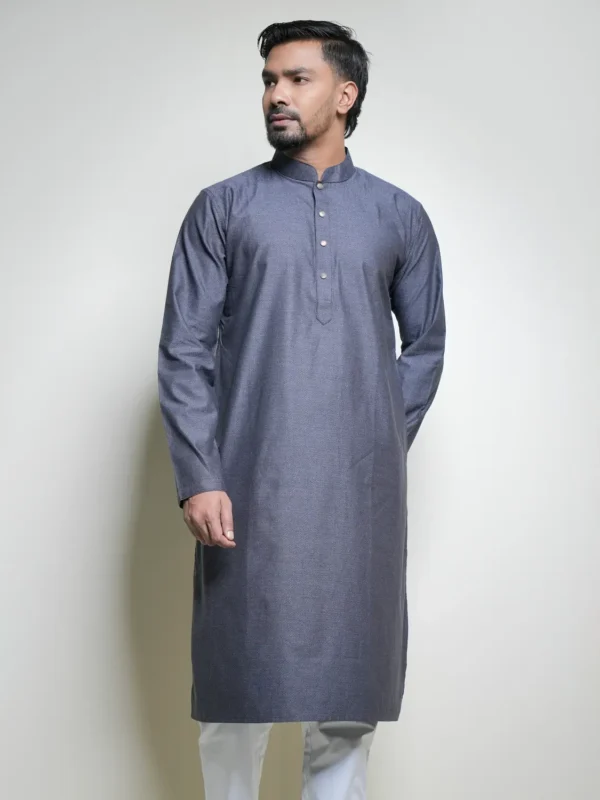 Alternative view of Men's Gray Silver Panjabi