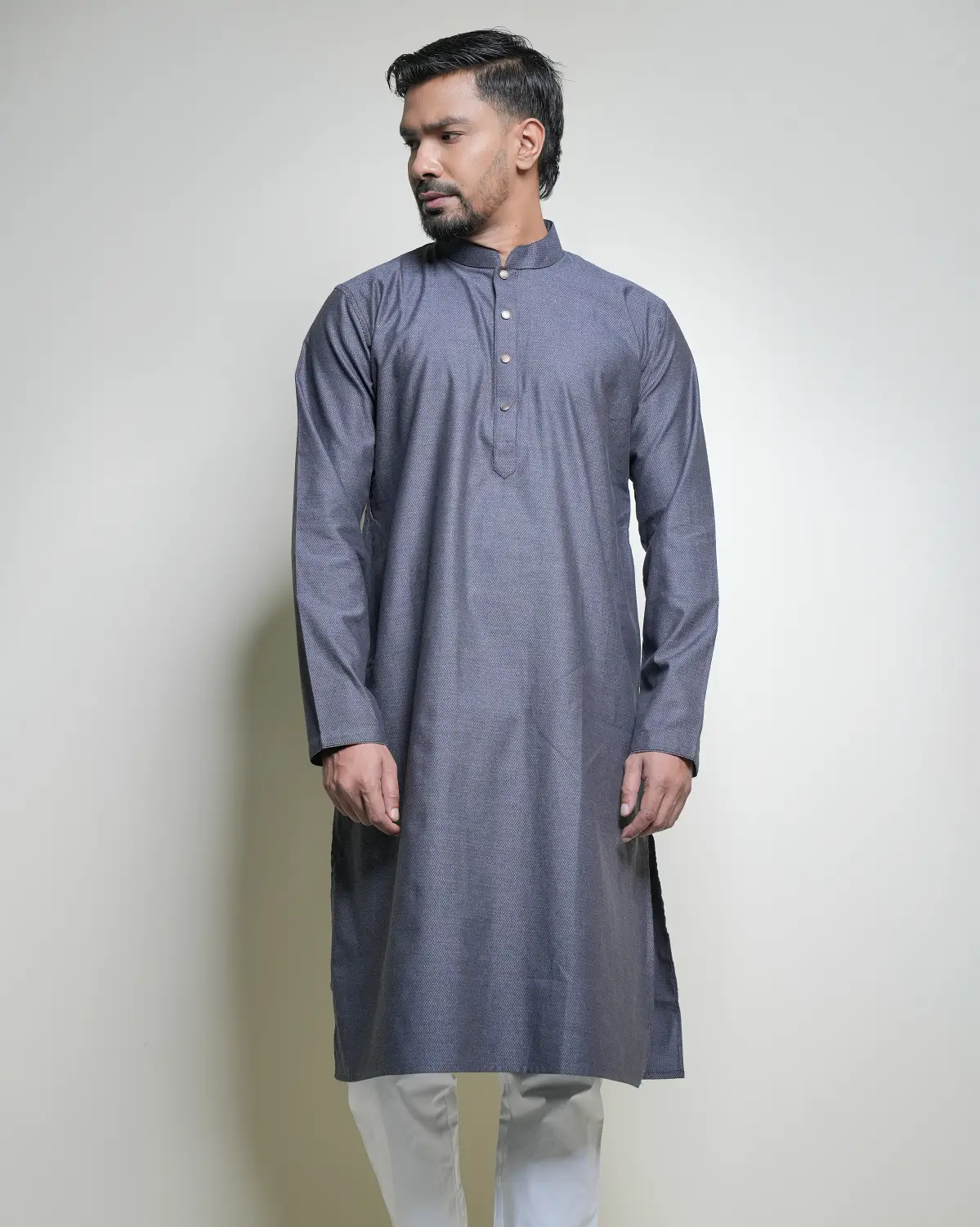Men's Gray Silver Panjabi - Image 3