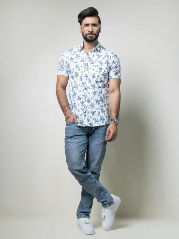 Navy Rose Half Shirt