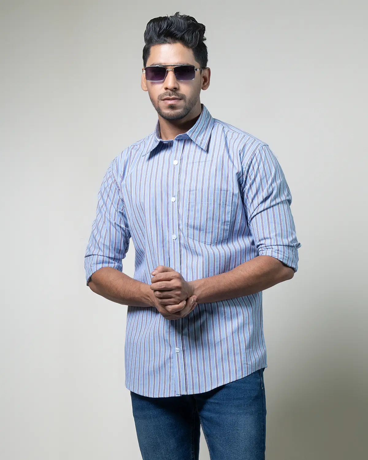 Sky Stripe Casual Shirt - Image 3