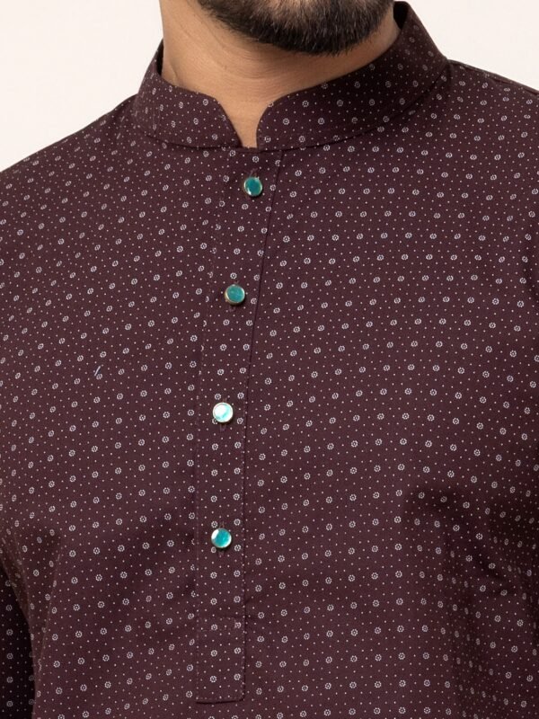 Alternative view of Dark Maroon Dot Print Panjabi