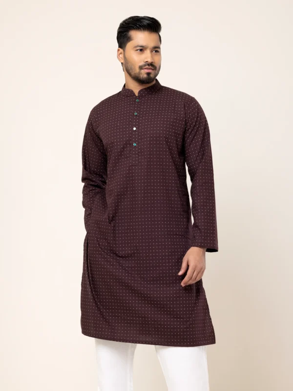Dark Maroon Dot Print Panjabi