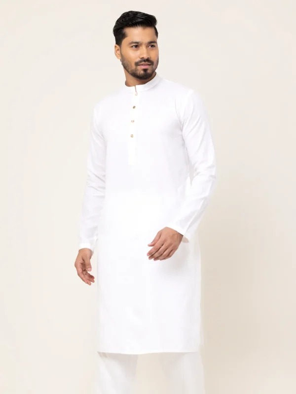 Mens White Diamond Texture Panjabi