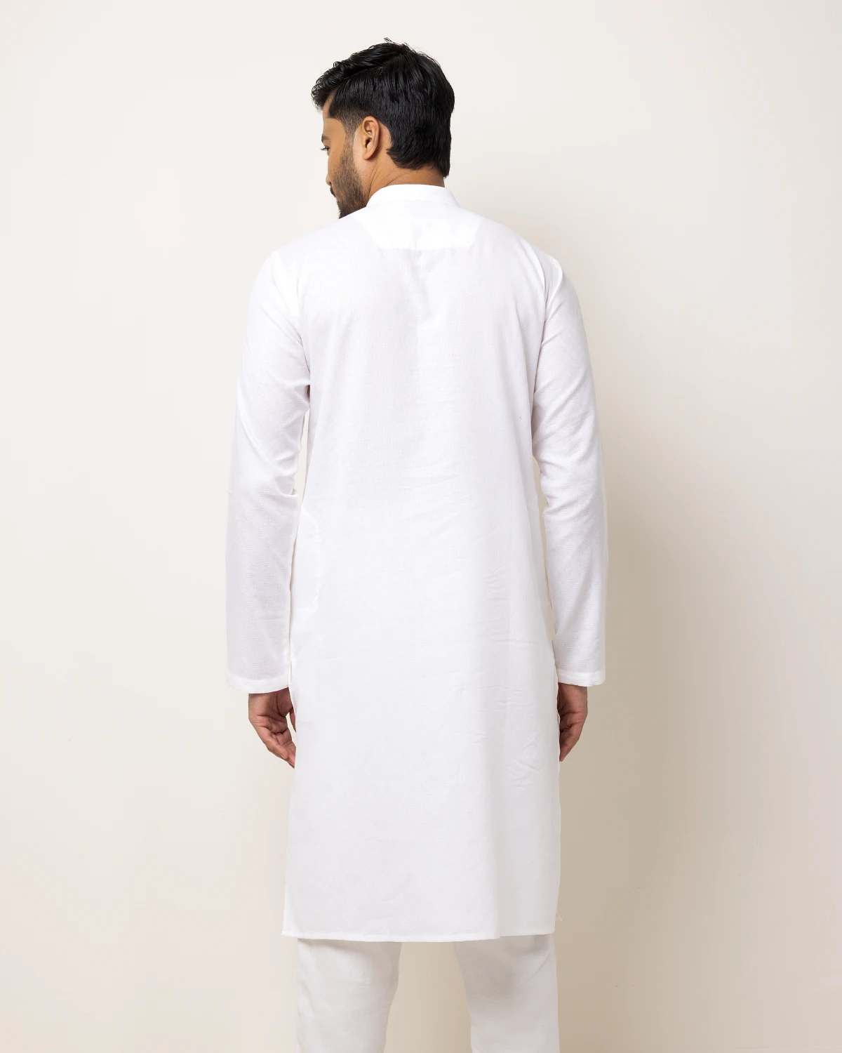 Mens White Diamond Texture Panjabi - Image 3