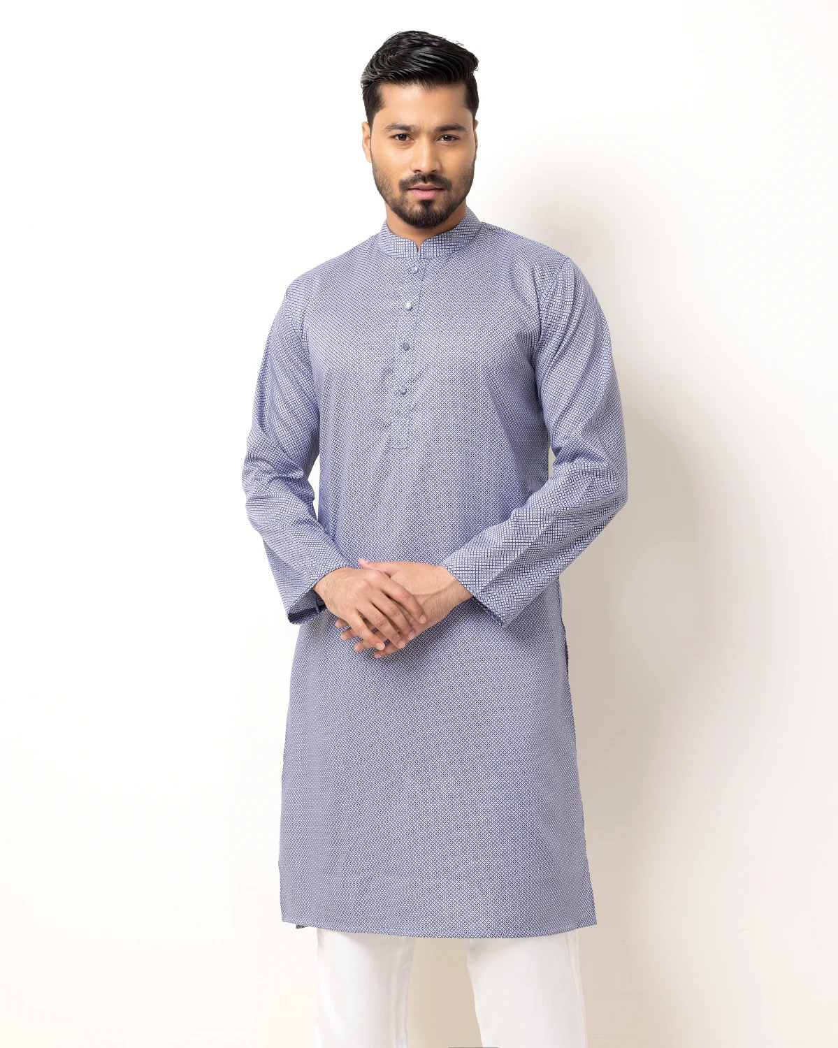 Blue & Gray Abstract Panjabi - Image 3