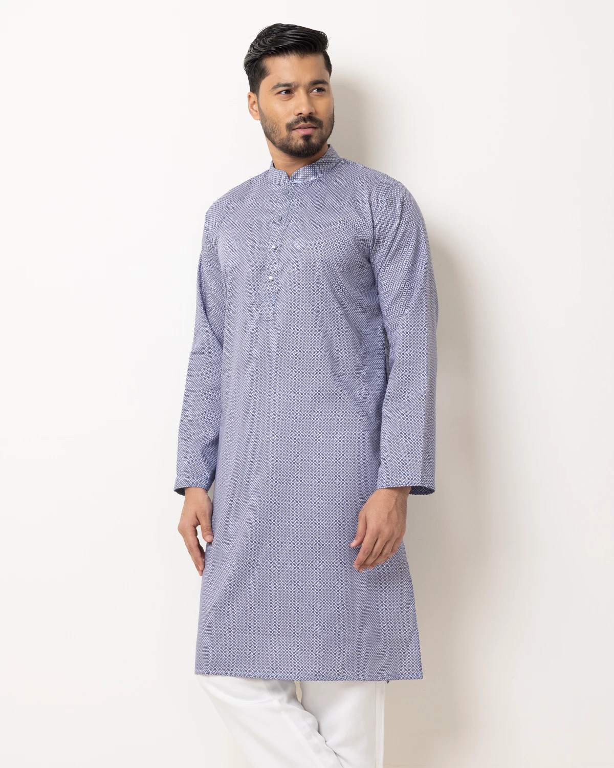 Blue & Gray Abstract Panjabi - Image 5