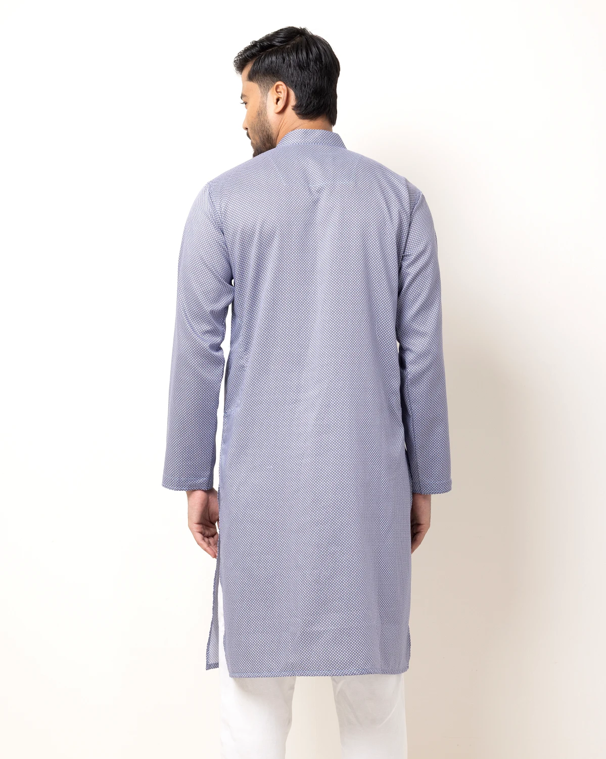 Blue & Gray Abstract Panjabi - Image 4