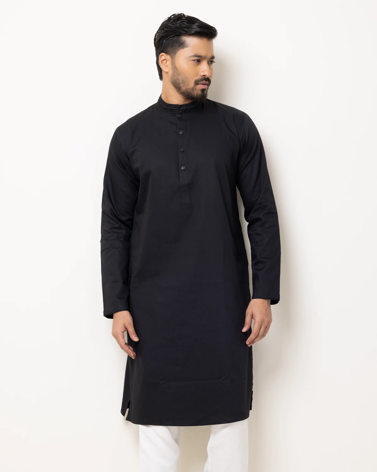 Black Contrast Embroidery Panjabi - Image 4
