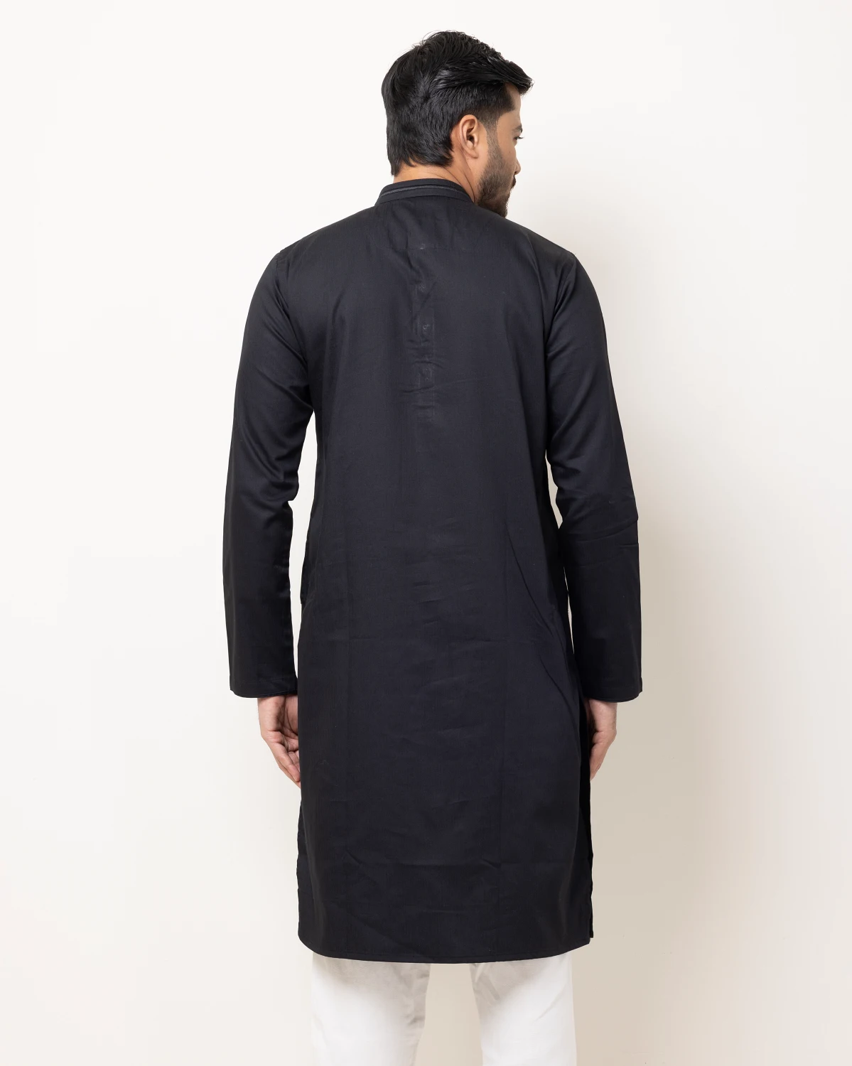Black Contrast Embroidery Panjabi - Image 3