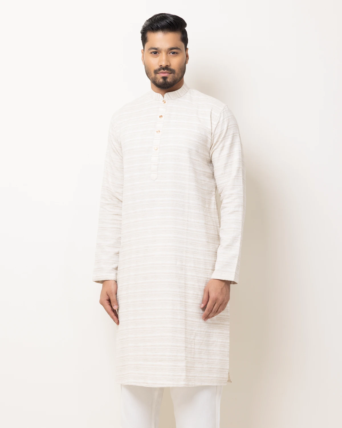Men's Classic Light Creamy Tan Panjabi - Image 3