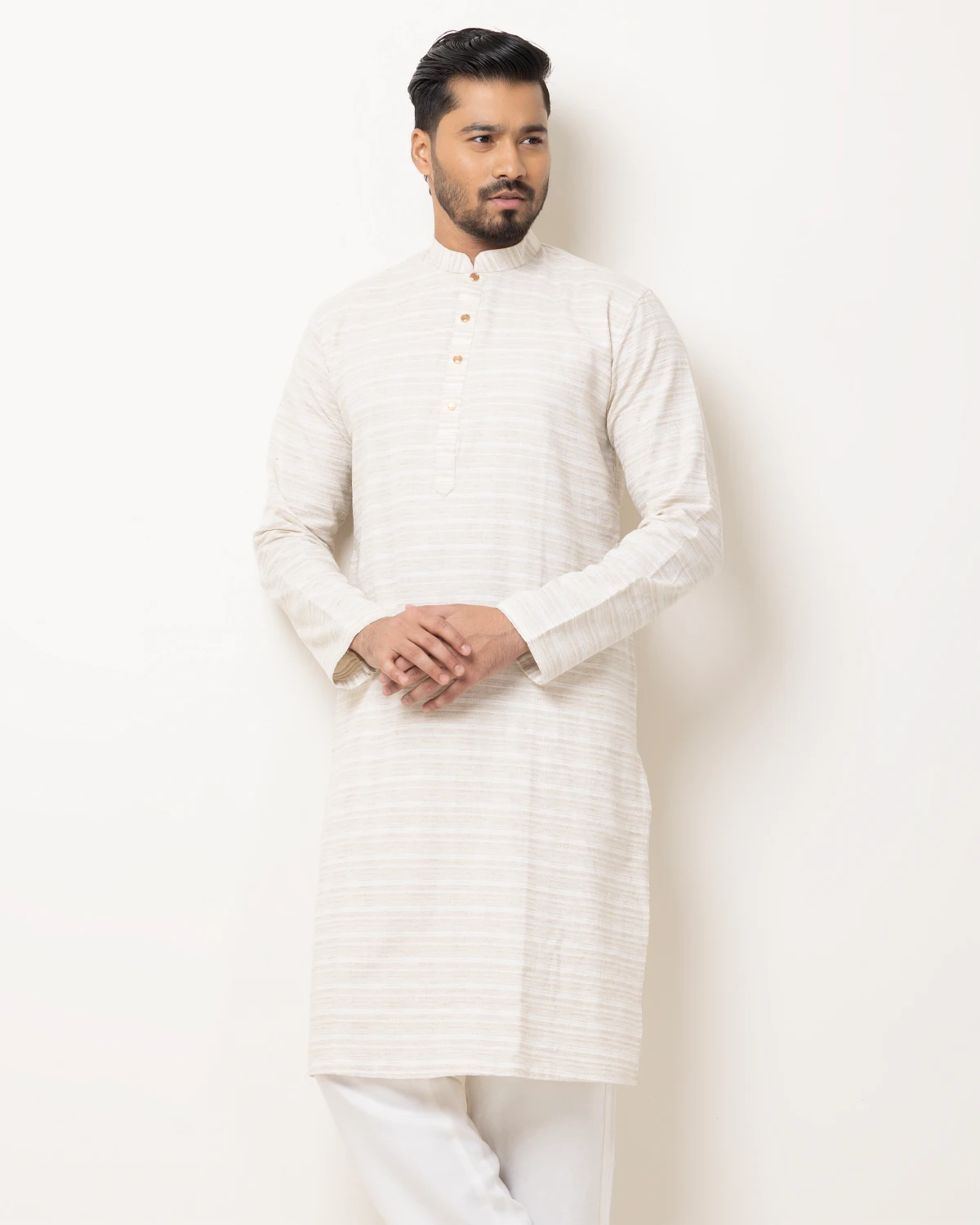 Men's Classic Light Creamy Tan Panjabi - Image 5