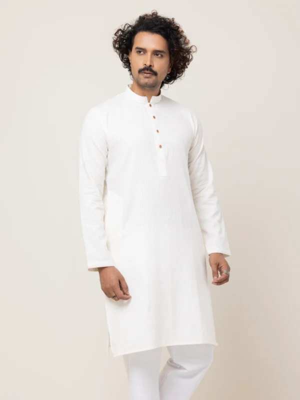 Alternative view of Off White Dobby Fence Panjabi