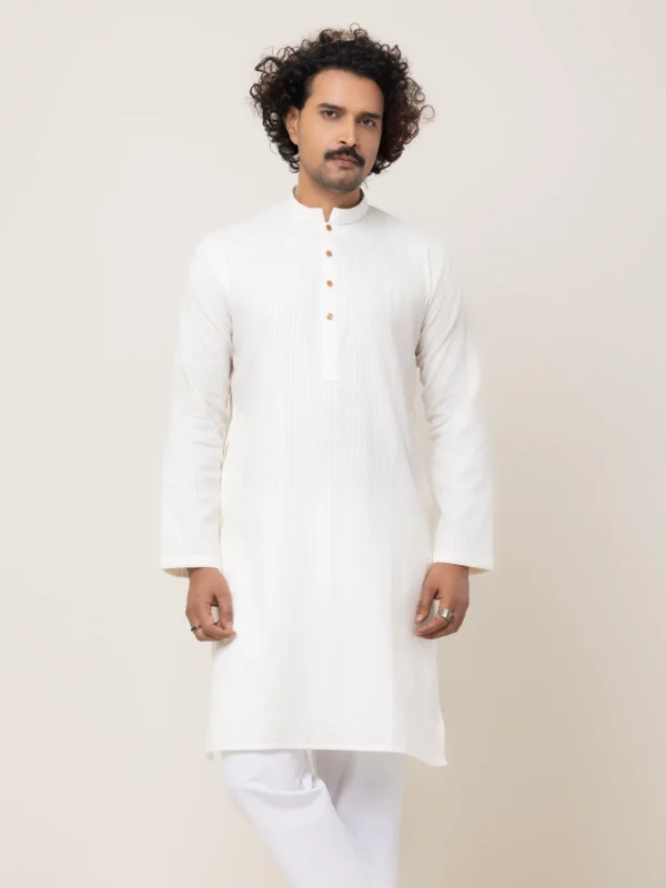 Off White Dobby Fence Panjabi