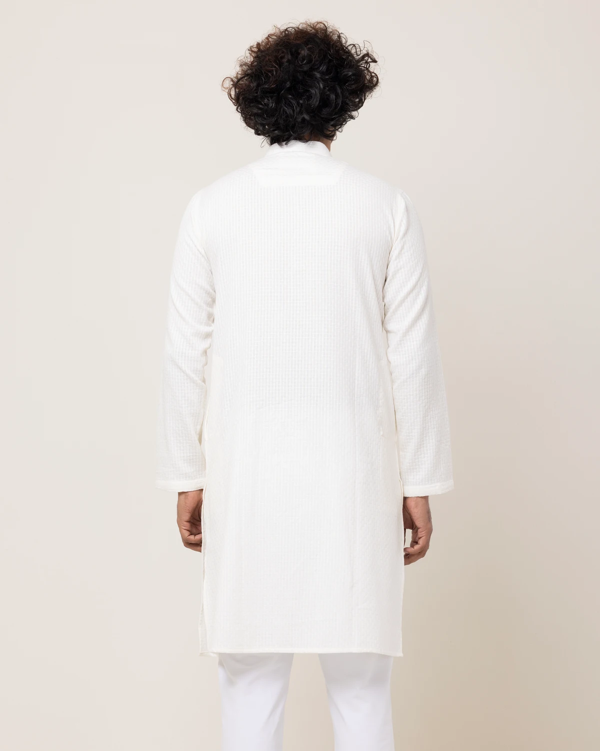 Off White Dobby Fence Panjabi - Image 3