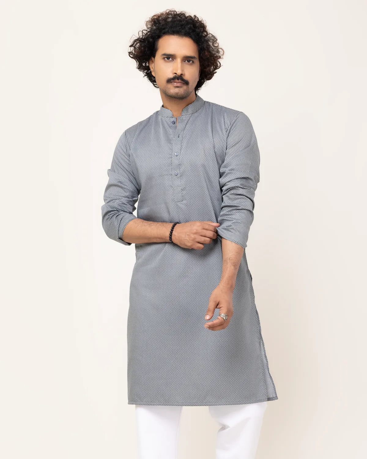 Green Abstract Print Panjabi - Image 5