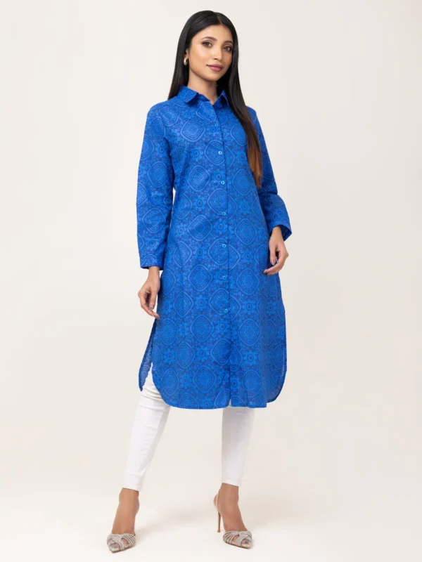 Alternative view of Ladies Kurti Royal Blue Traditional Print