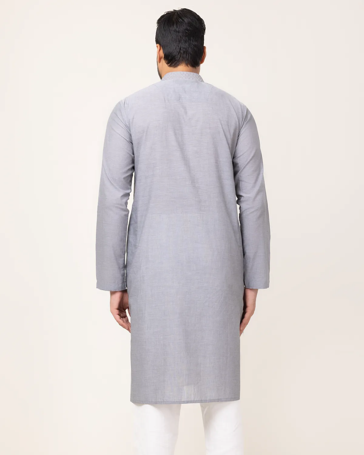 Ash Contrast Embroidery Panjabi - Image 3