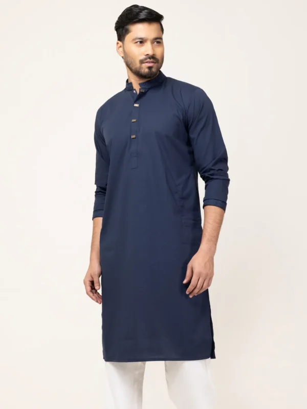 Navy Contrast Embroidery Panjabi