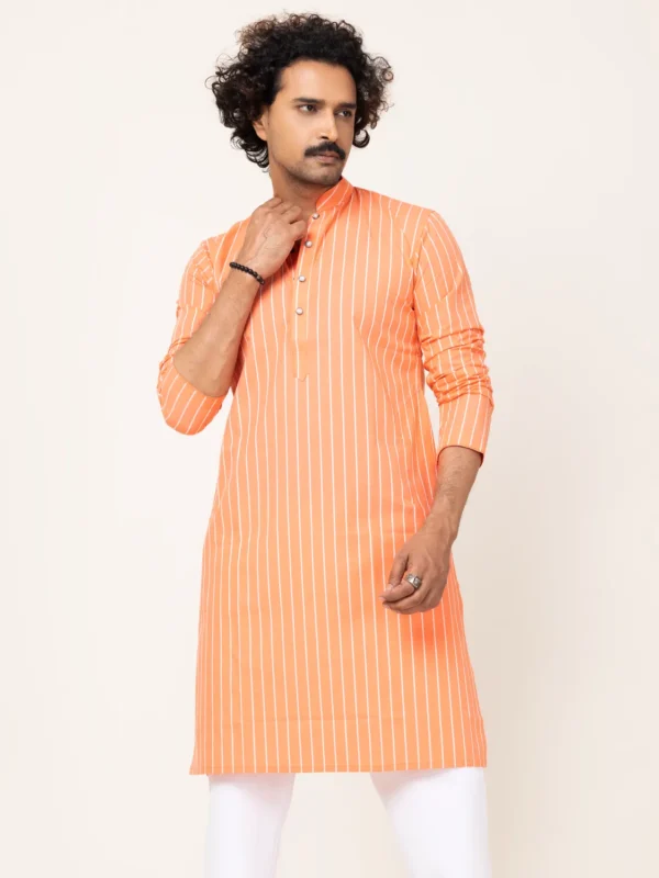 Sweet Orange Stripe Panjabi