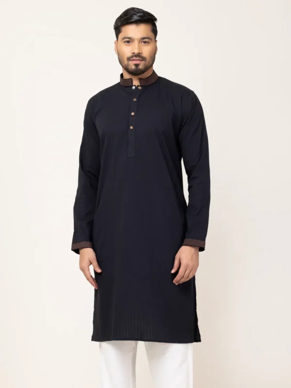 Coffee Embroidery Black Panjabi