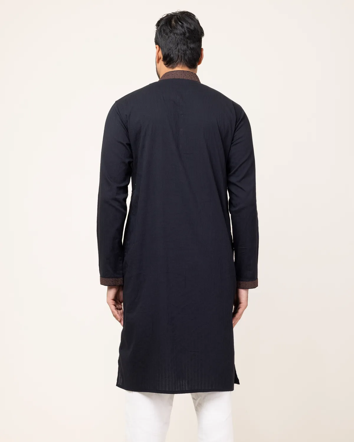 Coffee Embroidery Black Panjabi - Image 3