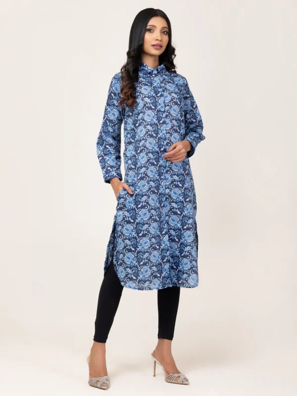 Alternative view of Ladies Dark Navy Print Kurti