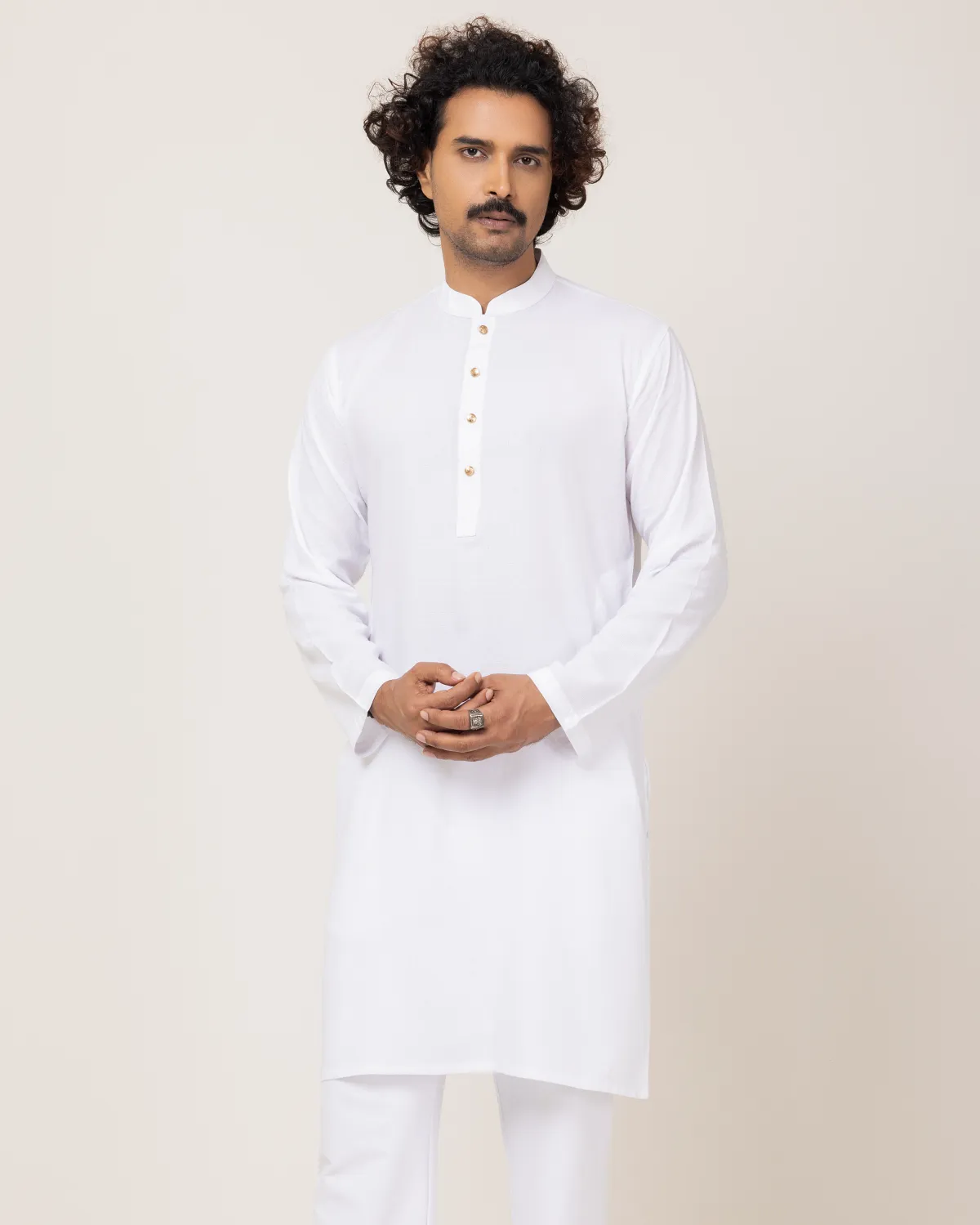 Men's Premium White Texture Panjabi - Image 5