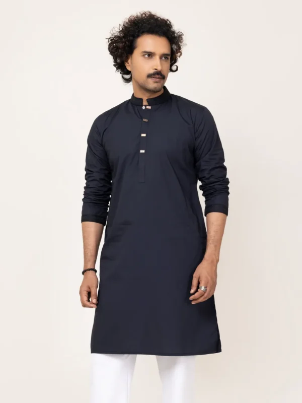 Black Contrast Embroidery Panjabi