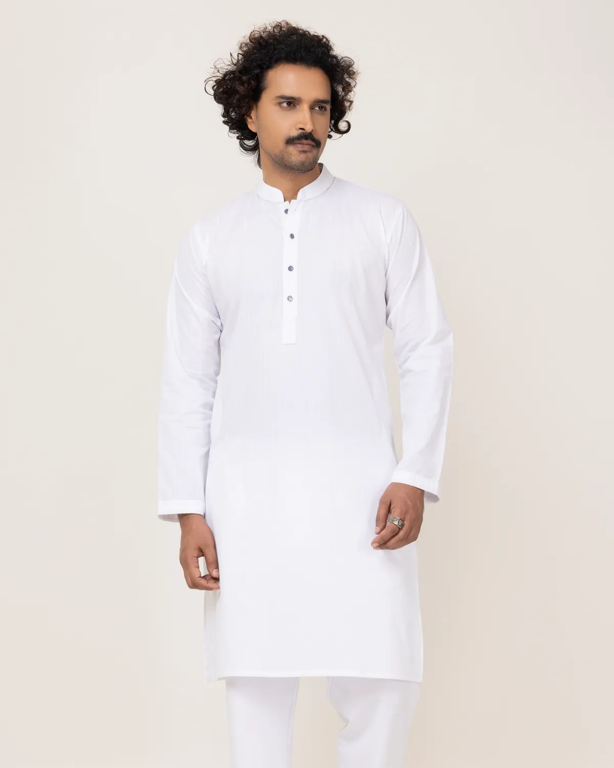 Classic White Check Panjabi - Image 5