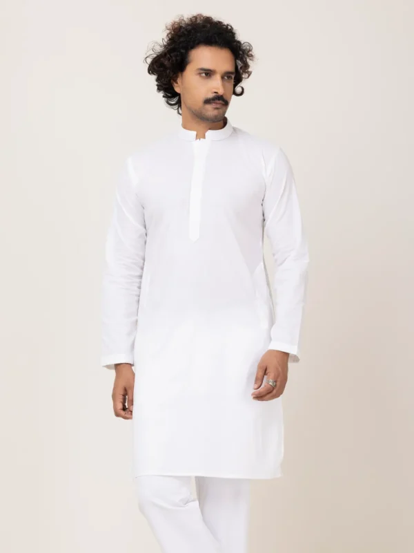 White Contrast Embroidery Panjabi