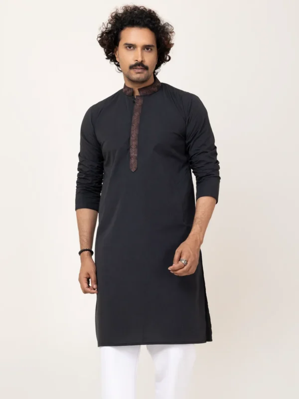 Brown Embroidery Black Panjabi