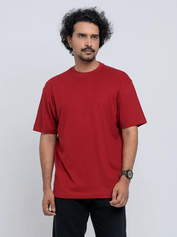 Men's Maroon Drop Shoulder