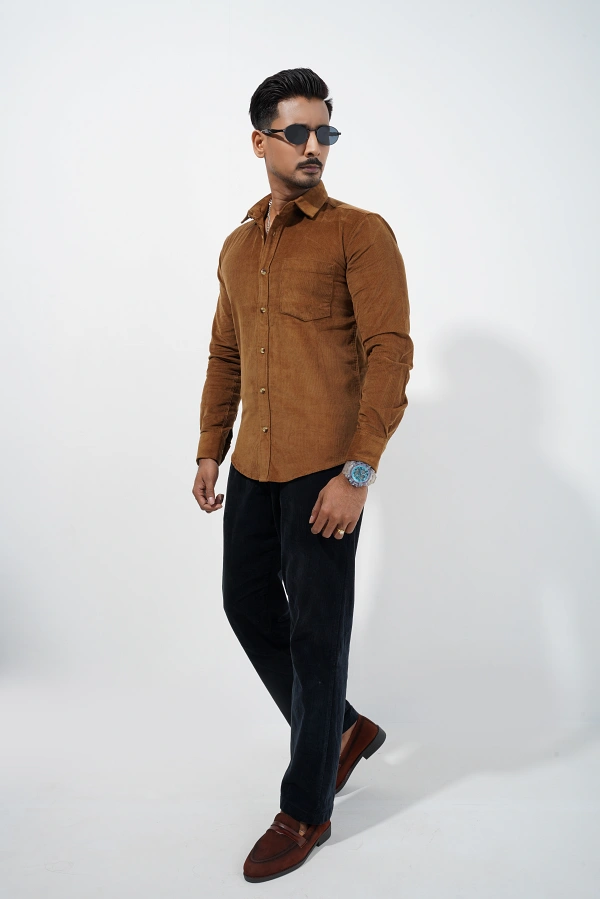 Men’s Light Brown Corduroy Shirt - Image 4