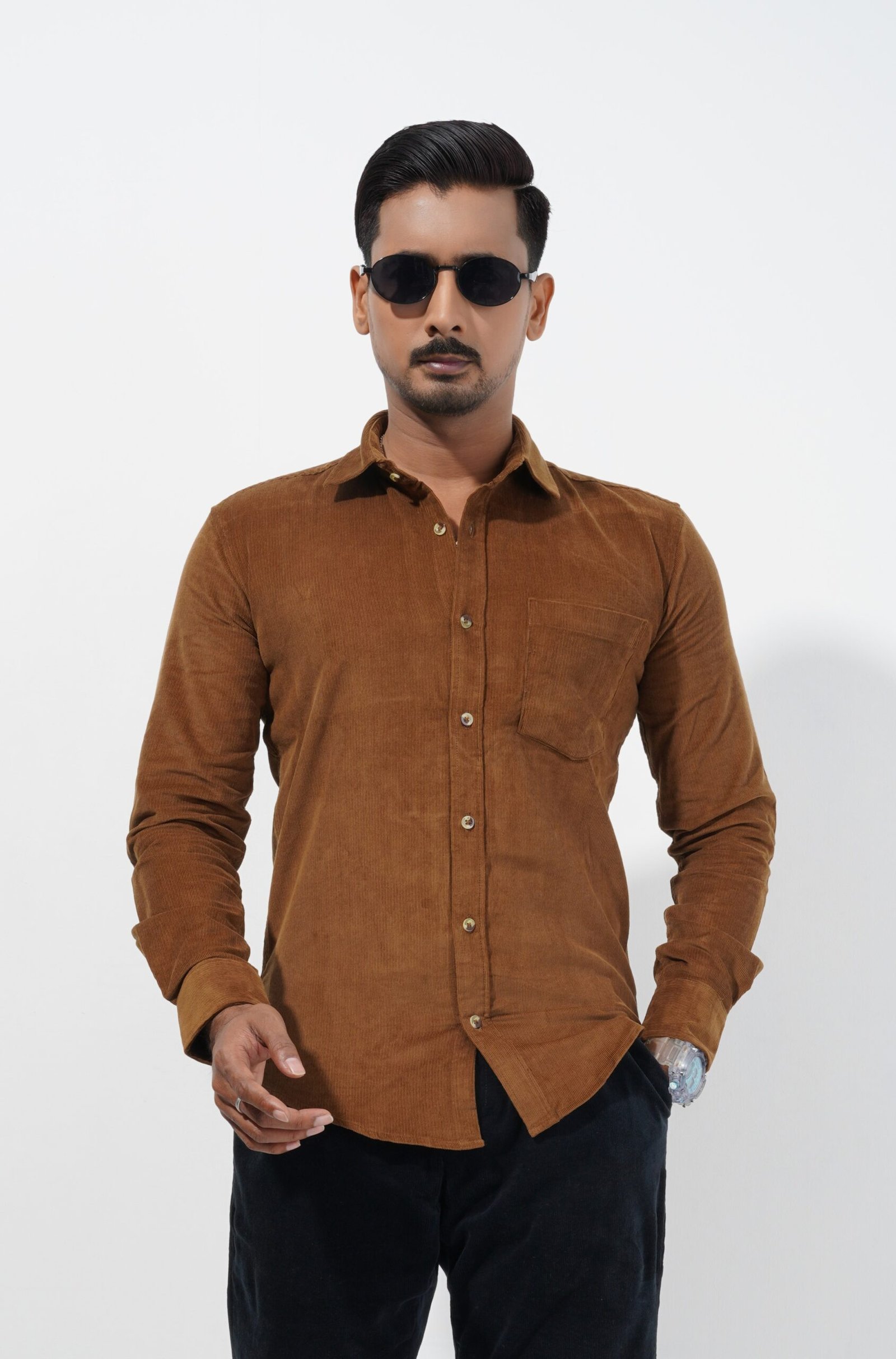 Men’s Light Brown Corduroy Shirt
