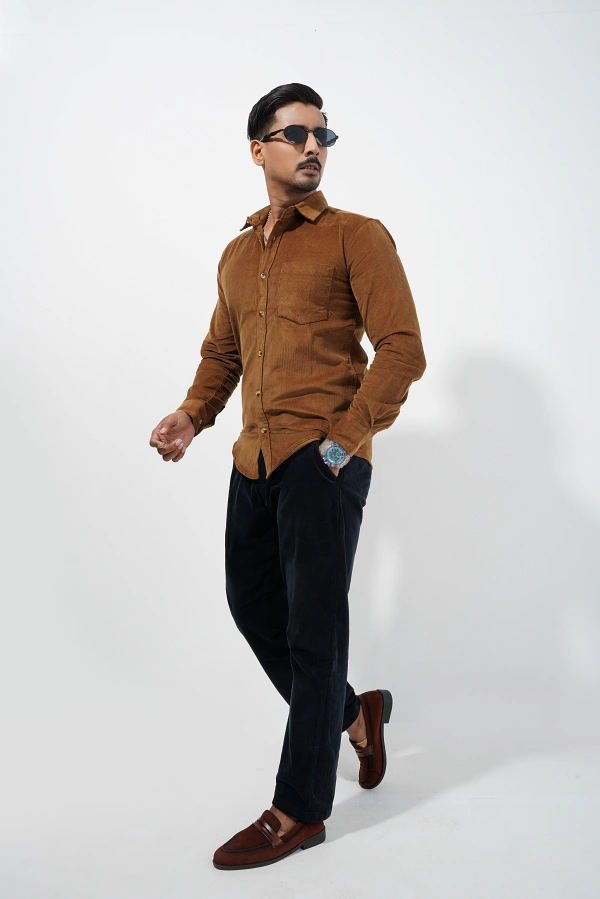 Men’s Light Brown Corduroy Shirt - Image 3