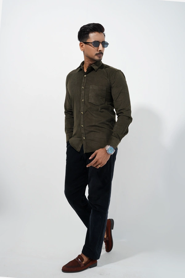 Men’s Olive Corduroy Shirt - Image 5