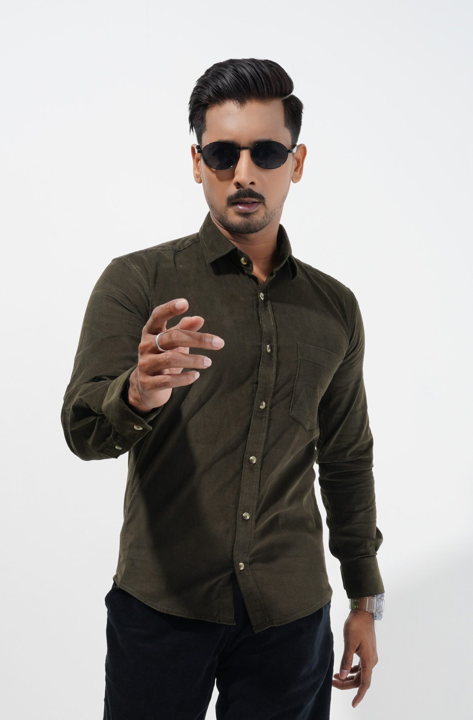 Men’s Olive Corduroy Shirt - Image 4