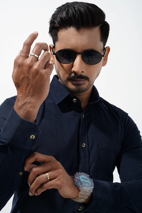 Men’s Dark Navy Corduroy Shirt - Image 5