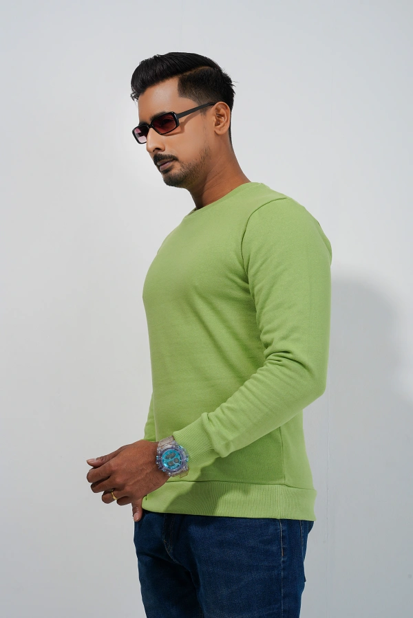 Mens Lime Green Sweat Shirt - Image 2