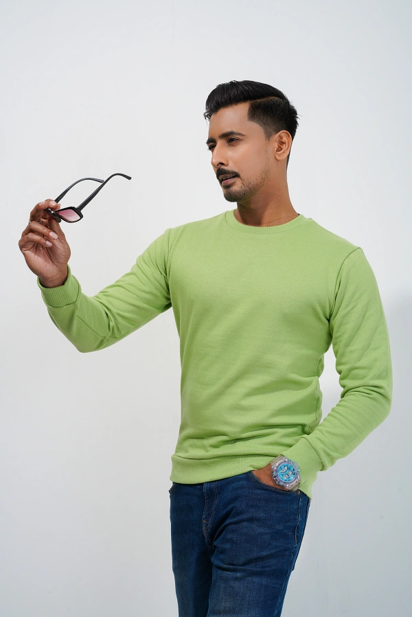 Mens Lime Green Sweat Shirt - Image 4
