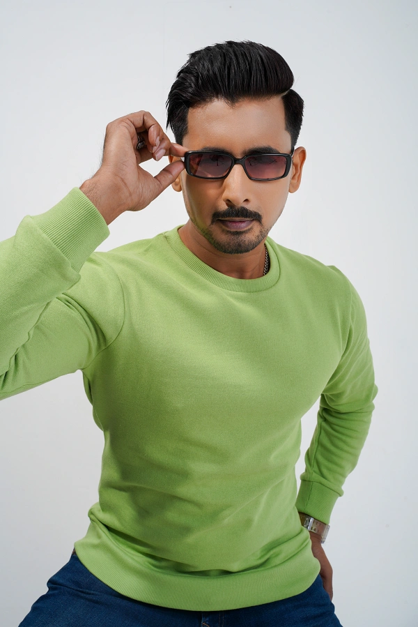 Mens Lime Green Sweat Shirt - Image 5