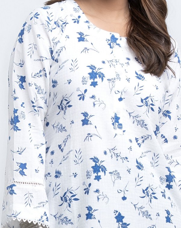 Alternative view of Ladies White Floral Kurti