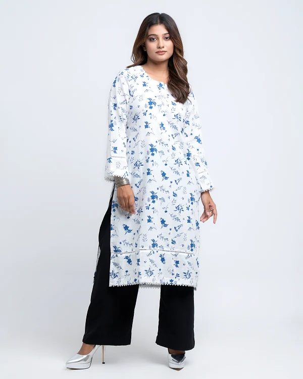 Ladies White Floral Kurti - Image 5