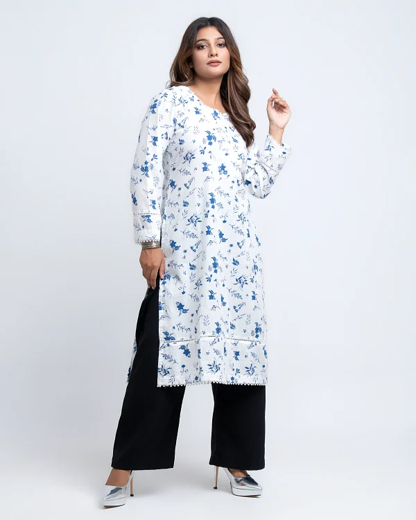 Ladies White Floral Kurti - Image 4